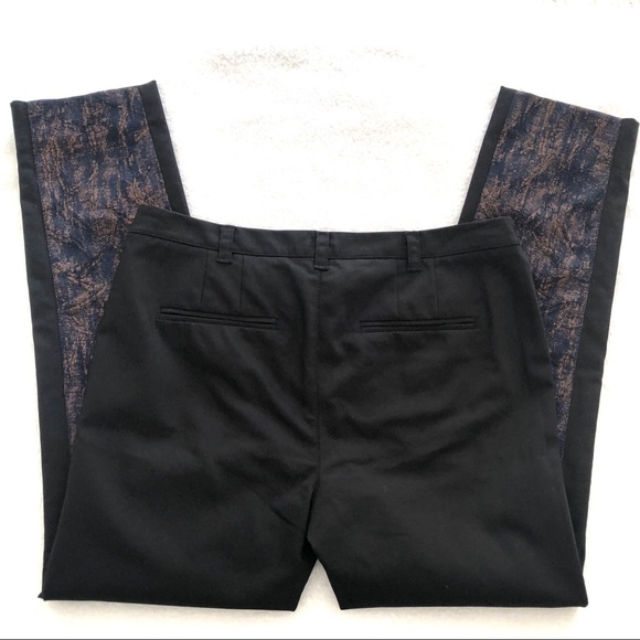 Cartonnier Anthropologie Charlie Brushstroke Trousers  Black Blue Crop Size 6 - Picture 4 of 10